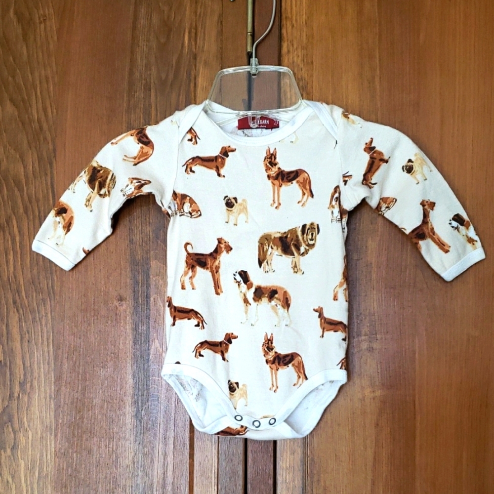 Milkbarn NWOT Dog Organic Cotton Bodysuit Sz 3-6M